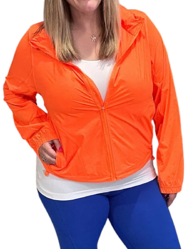 Discount Days Stretch Long Sleeve Hoodie Jacket In Orange