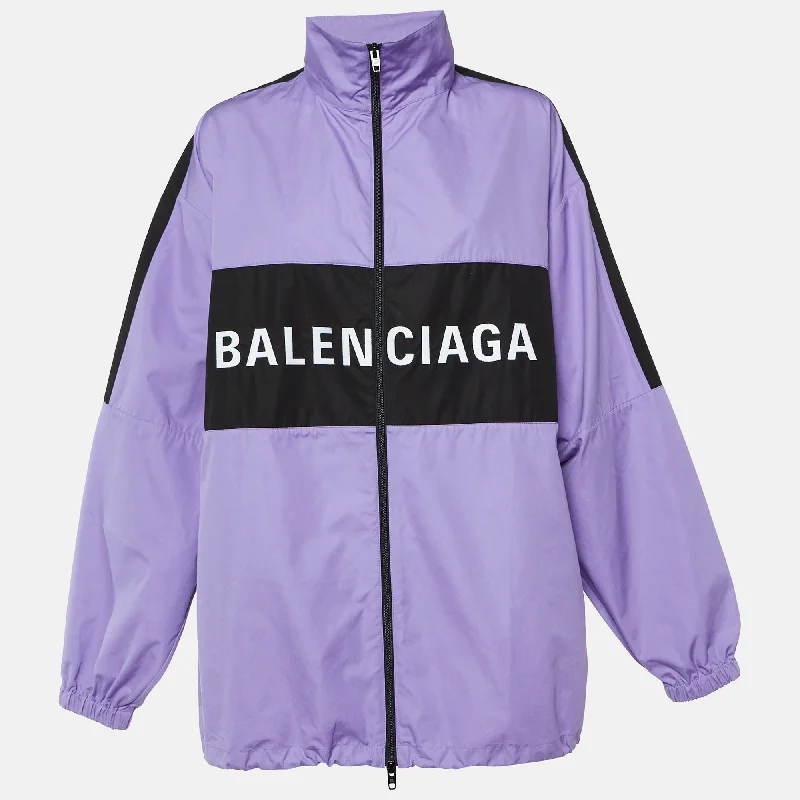 Price Meltdown Balenciaga Purple Logo Embroidered Cotton Oversized Jacket S
