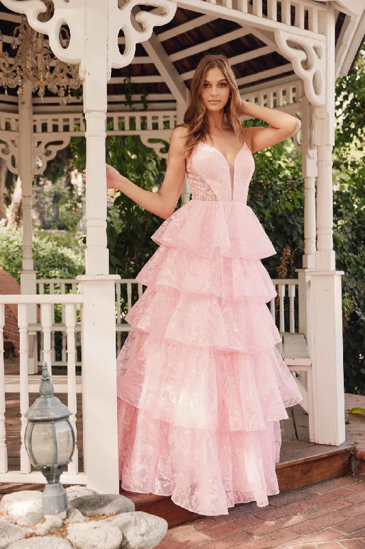 Bargain Prices Juliet JT2438K Long Formal Glitter Ruffle Skirt Prom Dress