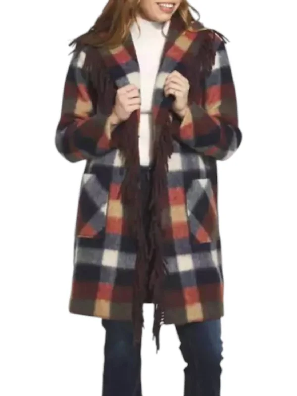 Sneak Peek Sale Kourtney Plaid Coat In Brown Multi