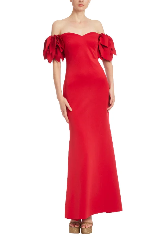 Markdown Madness Badgley Mischka EG4167 Fitted Long Formal  Petal Sleeve Dress