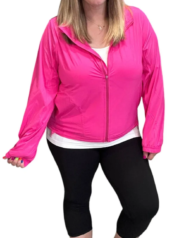 Bargain Prices Stretch Long Sleeve Hoodie Jacket In Sonic Pink