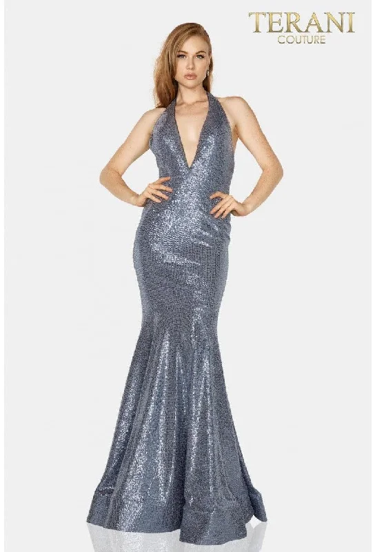 Best Bargains Terani Couture 2011P1089 Long Metallic Prom Gown