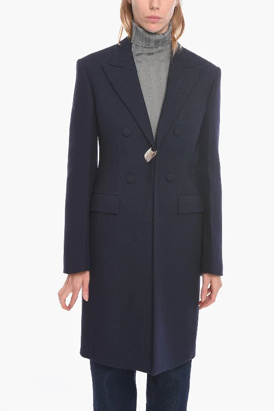 Jil Sander Wool Single-breasted Coat with Metal Application