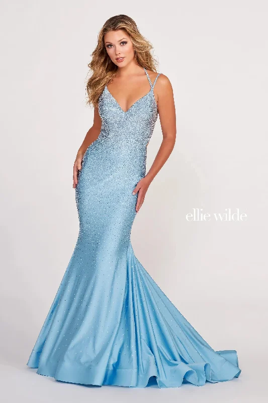 Blowout Sale Ellie Wilde EW122001 Light Blue/Silver Sale