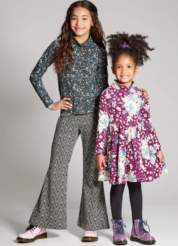 Closeout McCall's Sewing Pattern M8353 Girls' Knit Top, Dresses and Pants