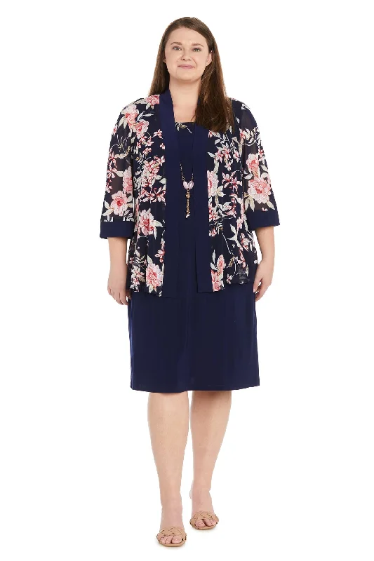 Seasonal Sale R&M Richards 1759W Plus Size Short Printed Jacket Dress