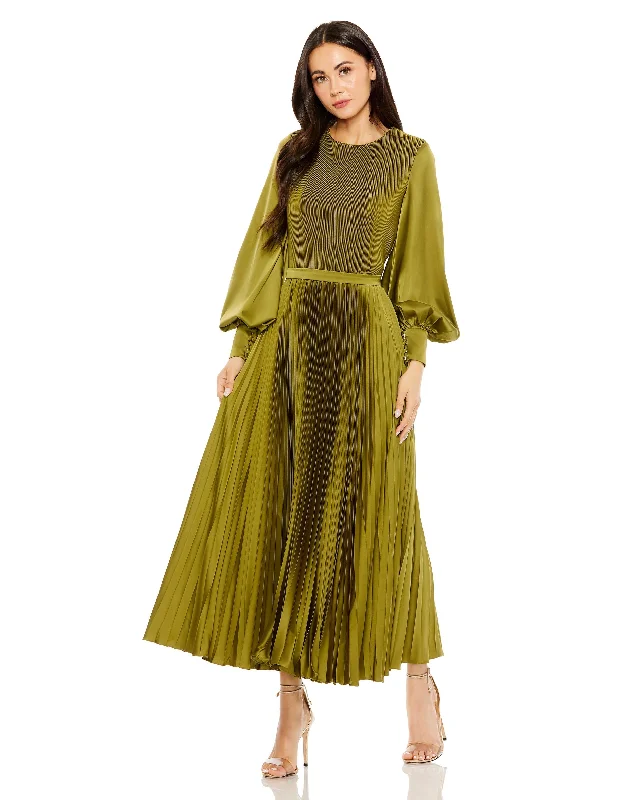 Act Now Mac Duggal 49718 Long Sleeve Mother of the Bride Pleated Dress