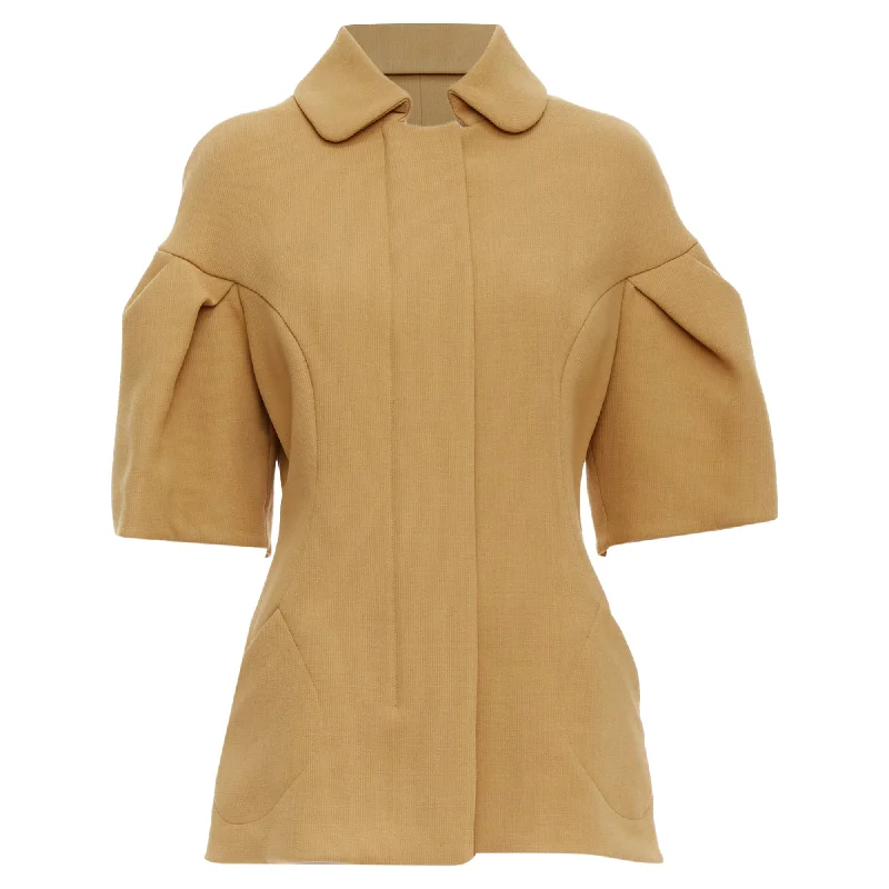 Sneak Peek Sale Marni Virgin Wool Puff Darted Sleeve Zip Round Collar Coat