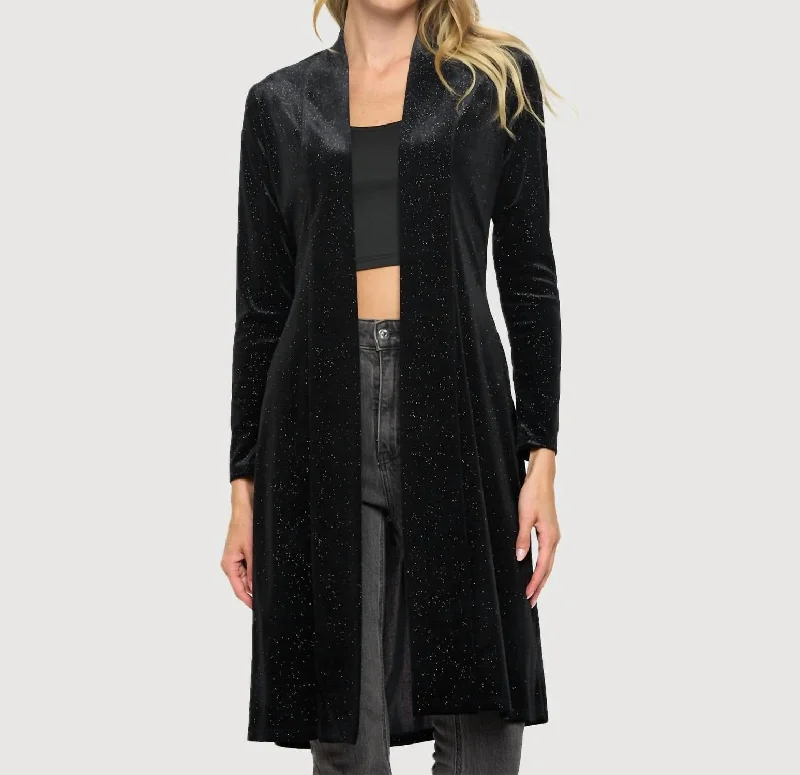 YEAR-End Clearance Glitter Duster Jacket In Black
