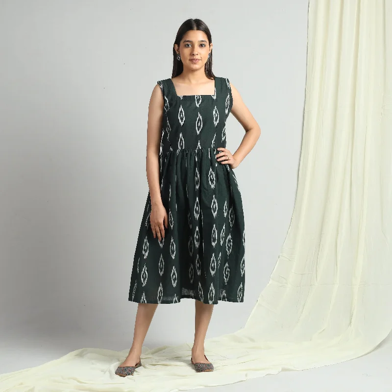 Exclusive Access Dark Green - Pochampally Ikat Weave Cotton Dress