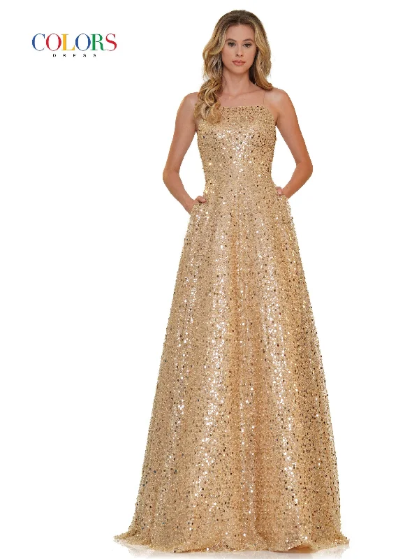 Final Markdown Colors 2665 Colors Long Spaghetti Strap Prom Ball Gown