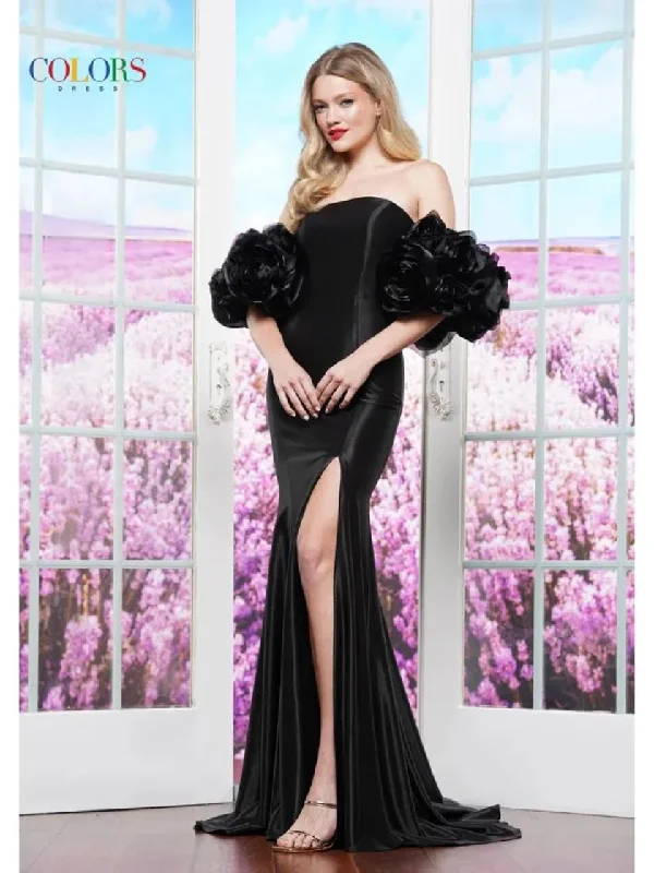 Hurry In Colors 3616 Fitted Long Formal Slit Evening Prom Dress