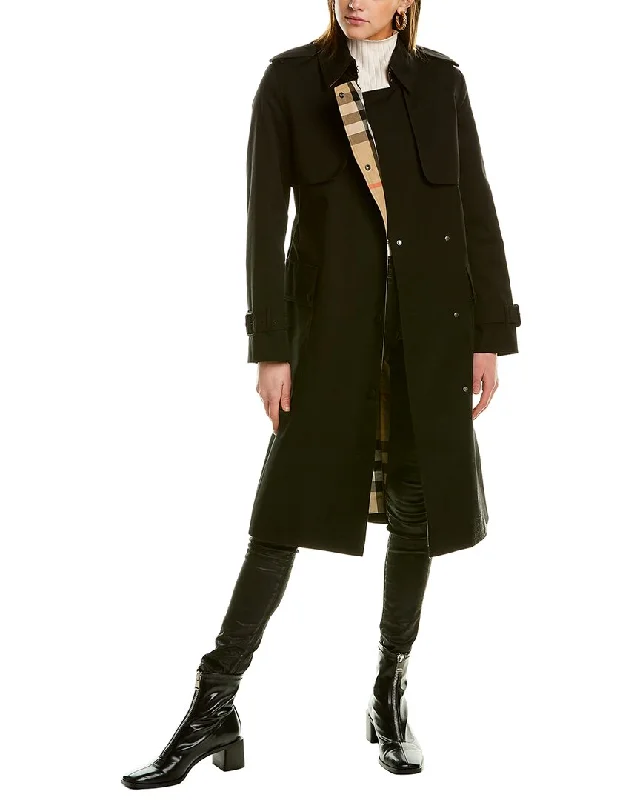 Doorbuster Deal Burberry Check Panel Gabardine Trench Coat