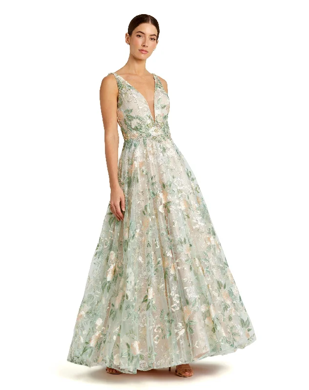 Crazy Savings Mac Duggal 79329 Formal Prom Long Floral A Line Dress