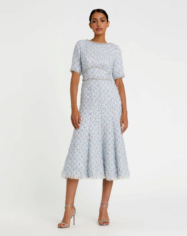 Early Access Mac Duggal 20806 Short Cocktail Beaded Midi Dress