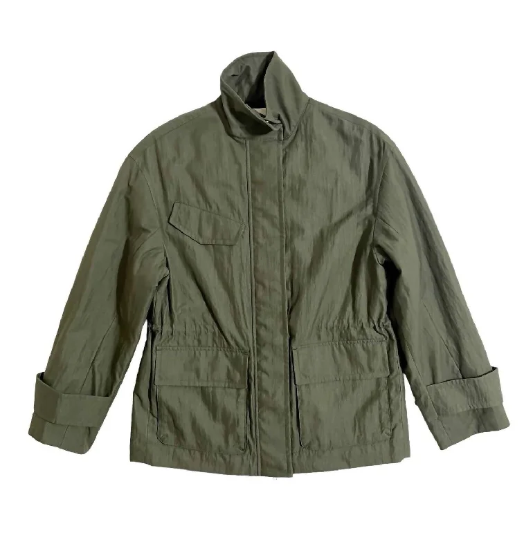 Low Prices Women's Flap Pockets Drawstring Anorak Jacket In Green