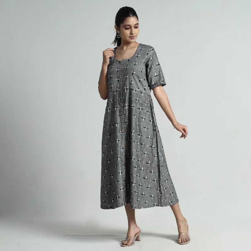Price Reduction Grey - Pochampally Double Ikat Weave Cotton Dress