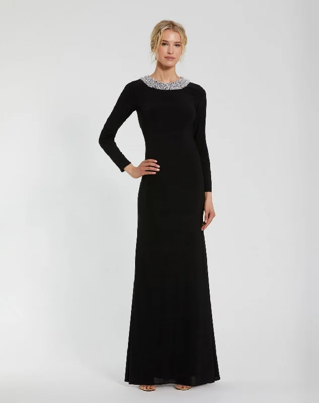 New Markdowns Mac Duggal 49951 Fitted Formal Prom Beaded Long Sleeve Dress