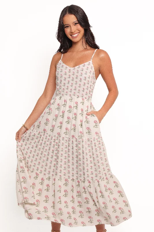 Don't Miss Echo Midi Dress - White/Pink