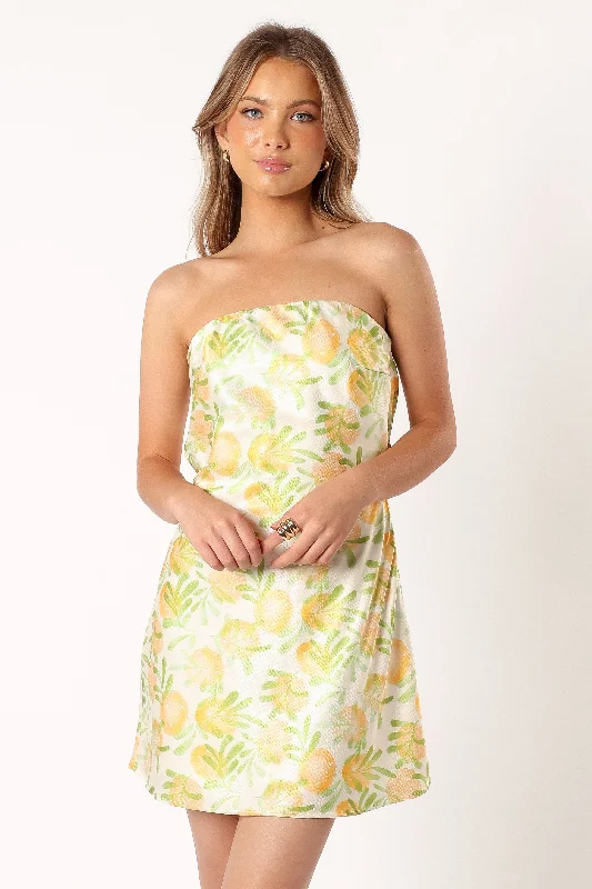 Unmissable Offer Citron Strapless Mini Dress - Yellow