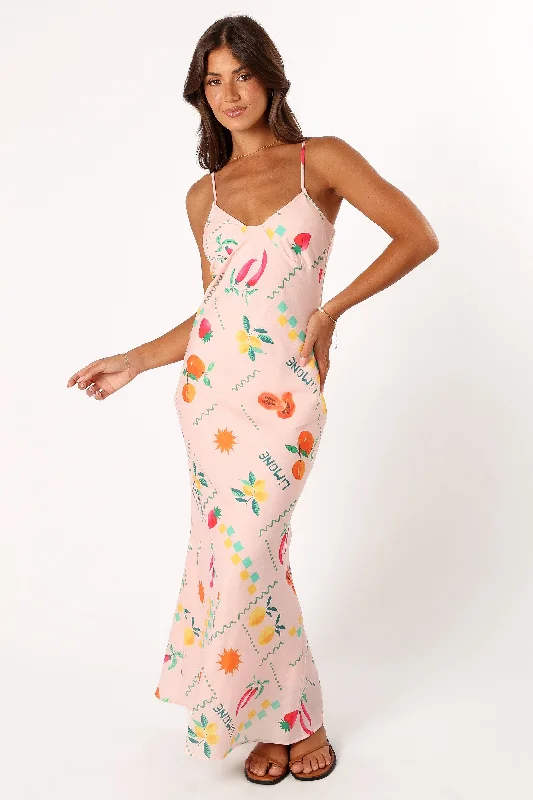 Members Only Frutti Maxi Slip Dress - Peach