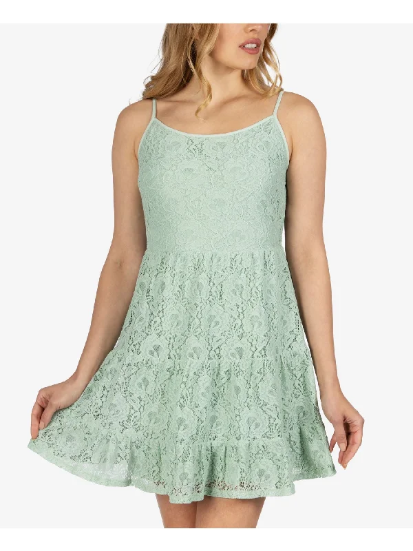 Weekend Deal SPEECHLESS Womens Lace Spaghetti Strap Jewel Neck Short Dress