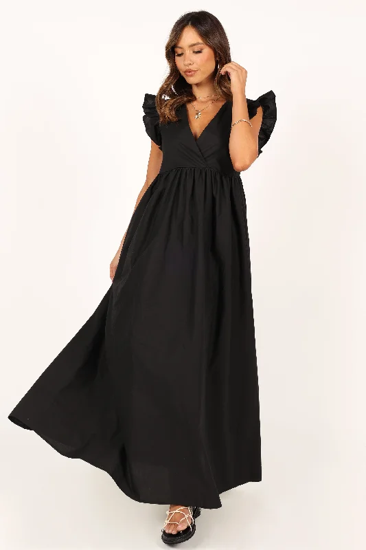 Don't Miss Scout Frill Shoulder Maxi Dress - Black