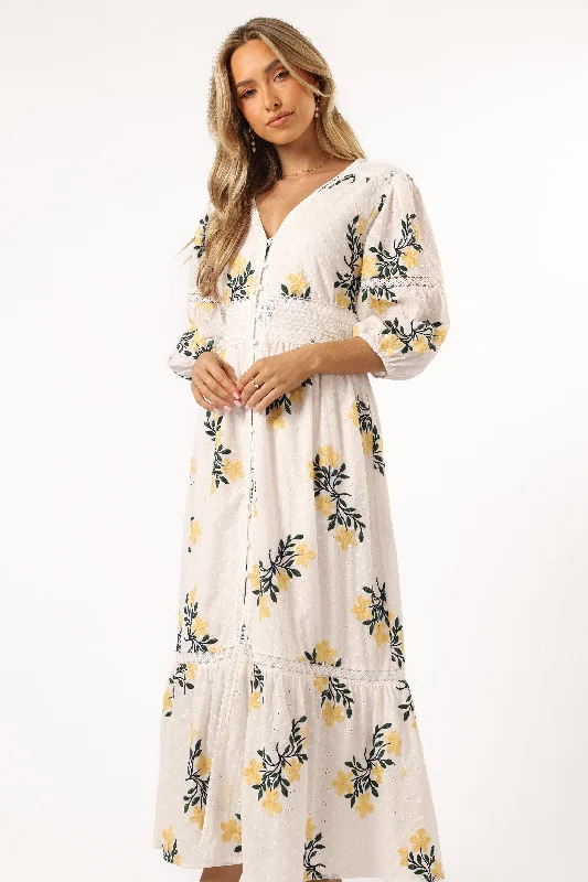 Lowest Price Christie Maxi Dress - White Yellow Floral