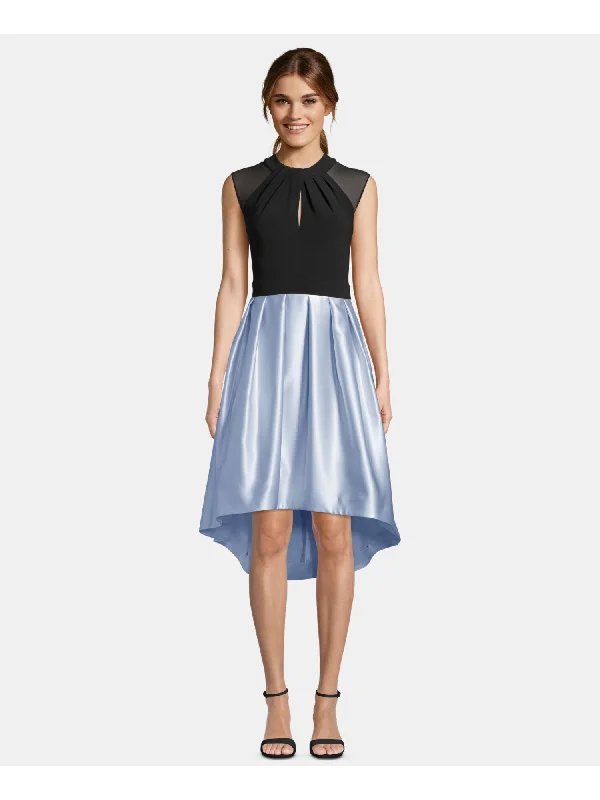 Anniversary Sale BETSY & ADAM Womens Sheer  Silk Cap Sleeve Keyhole Midi Party Hi-Lo Dress