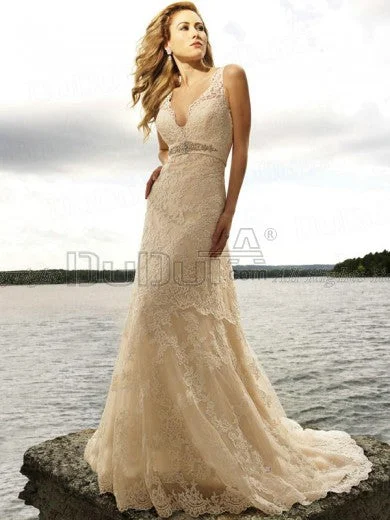 Exclusive Preview Other Champagne Lace A-line Wedding Gown