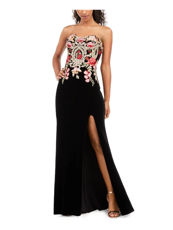 YEAR-End Sale BLONDIE NITES Womens Embellished Sleeveless Strapless Full-Length Evening Fit + Flare Dress YEAR-End Sale BLONDIE NITES Womens Embellished Sleeveless Strapless Full-Length Evening Fit + Flare Dress