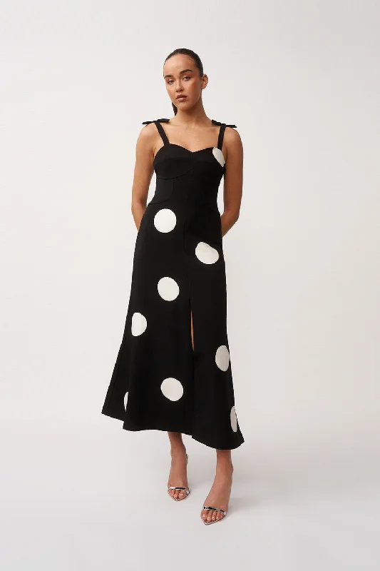 Deal Dash Dolcetto Spot Ankle Dress - Black Ivory