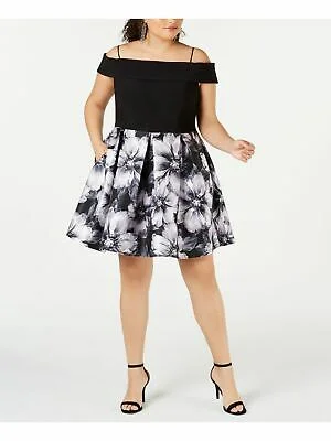 The Best Prices MORGAN & CO Womens Floral Short Sleeve Off Shoulder Mini Formal Fit + Flare Dress