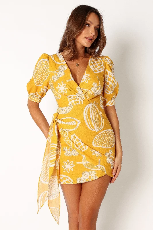 Low Prices Silas Wrap Mini Dress - Yellow
