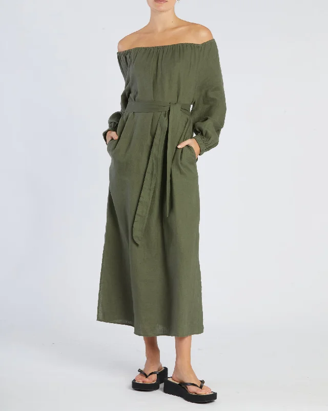 Final Markdown Tala Linen Maxi Dress - Khaki