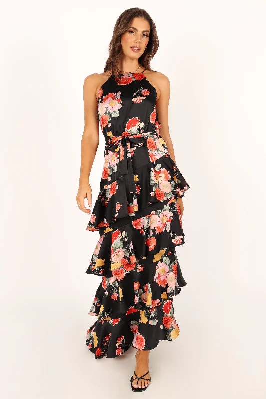 Exclusive Offers Sarona Halterneck Maxi Dress - Black Floral