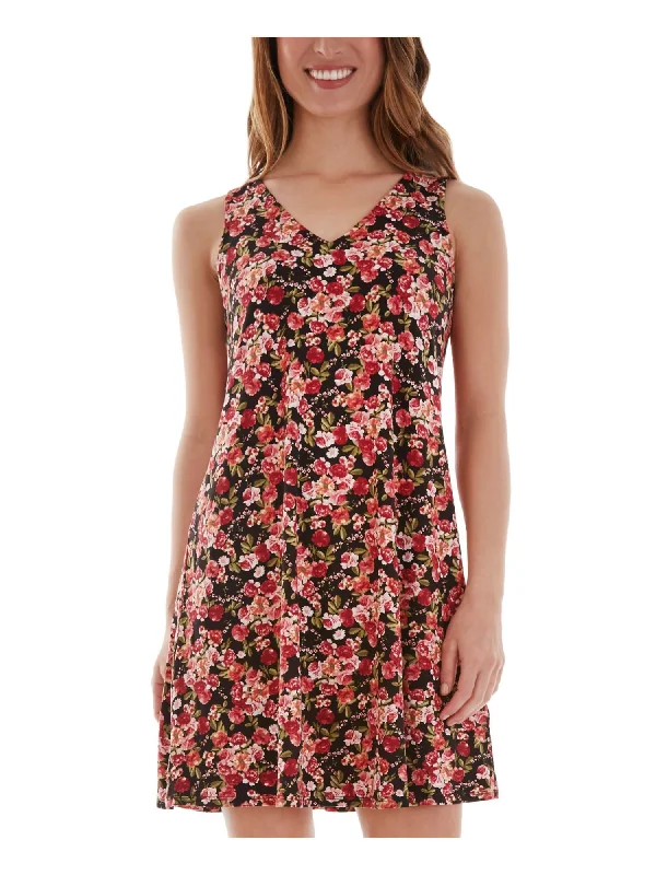 Savings Alert BCX DRESS Womens Floral Sleeveless V Neck Mini Shift Dress