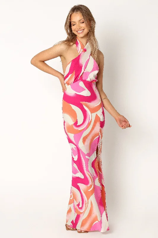 Don't Miss Lola Halterneck Maxi Dress - Pink Swirl