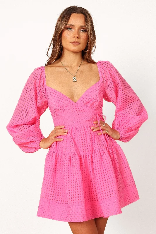 New Markdowns Augusta Long Sleeve Mini Dress - Magenta