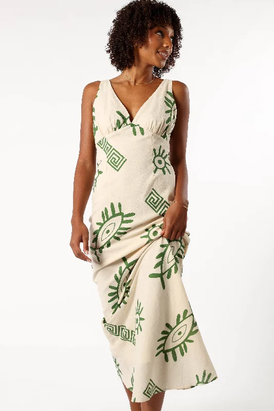 Savings Bonanza Aaron Maxi Dress - Beige Green