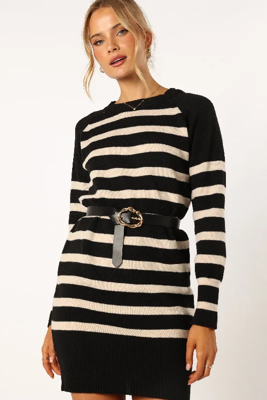 Markdown Madness Willa Long Sleeve Mini Dress - Black White