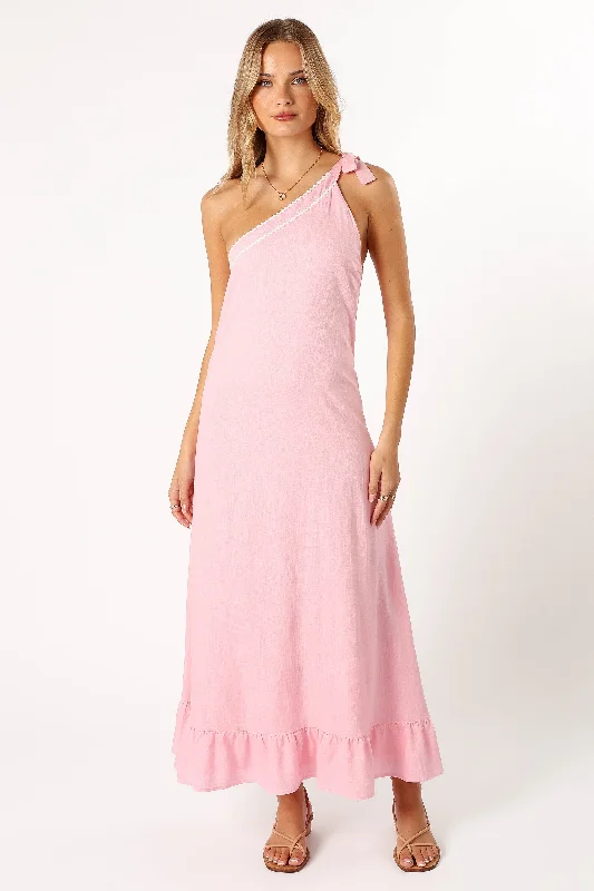 Special Savings Fleaur One Shoulder Maxi Dress - Pink