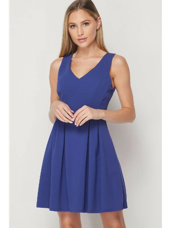 Super Sale TEEZE ME Womens Sleeveless V Neck Short Fit + Flare Dress