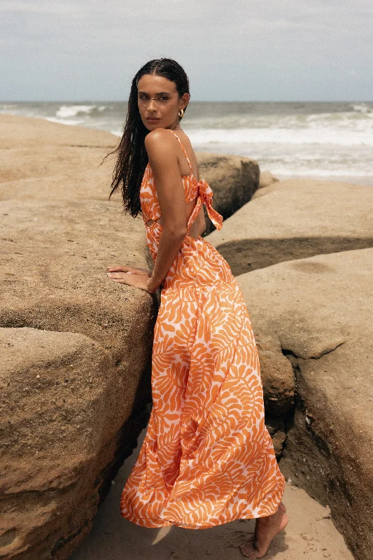 Anniversary Sale Dalton Cut Out Maxi Dress - Orange Print