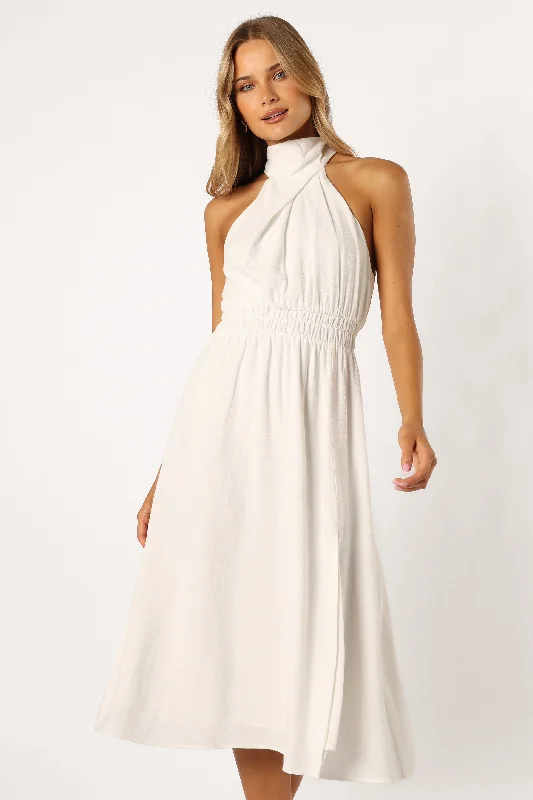 Major Savings Caliente Halterneck Midi Dress - White