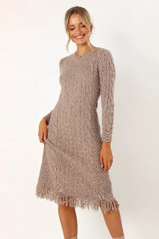 Special Promotion Roberta Long Sleeve Knit Dress - Grey
