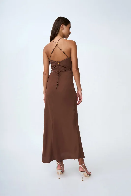 Super Savings Hana Bias Bead Midi Dress | Final Sale - Chocolate