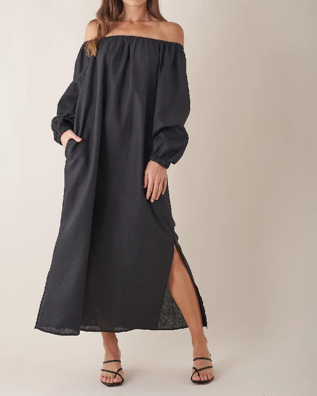 Reduced Prices Tala Linen Maxi Dress - Black