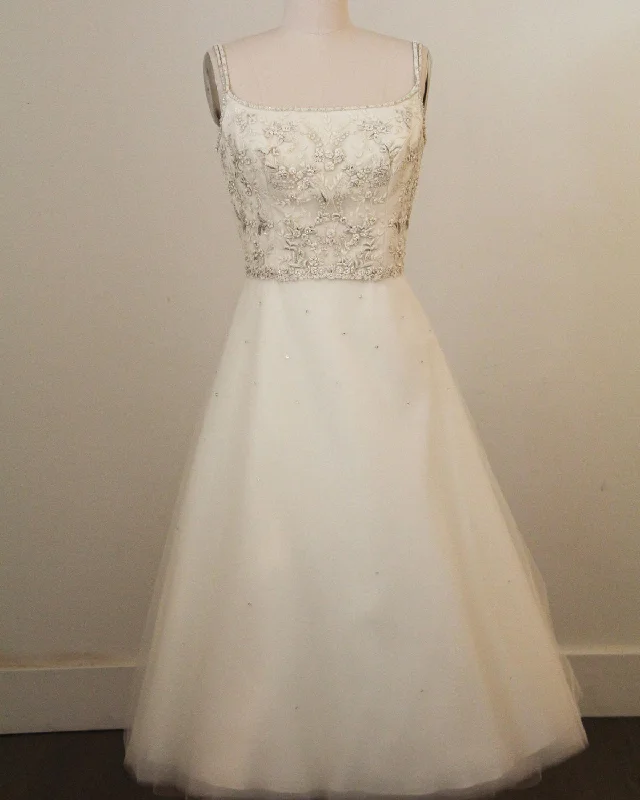 New Arrival Lazaro Lazaro Spaghetti Strap Tea Length Tulle Size 10